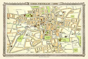Royal Atlas Gallery: Old Map of Central Cheltenham 1898 from the Royal Atlas by Bartholomew