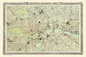 Royal Atlas Gallery: Old Map of Central London 1898 from the Royal Atlas by Bartholomew