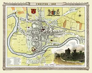 English & Welsh PORTFOLIO Gallery: Old Map of Chester 1805 by Cole and Roper