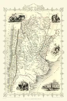 John Tallis Collection: Old Map of Chile and La Plata 1851 by John Tallis