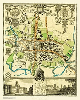 English & Welsh PORTFOLIO Collection: Old Map of the City Oxford 1836 by Thomas Moule