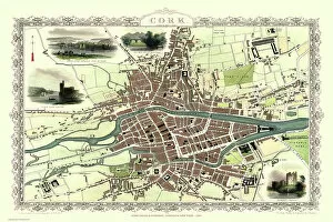 Irish PORTFOLIO Gallery: Old Map of Cork Ireland 1851 by John Tallis