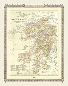 Images Dated 2nd November 2020: Old Map of the Counties of Argyll and Bute from the Philips Handy Atlas of 1882