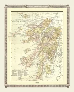 Scottish County Map Gallery: Old Map of the Counties of Argyll and Bute from the Philips Handy Atlas of 1882