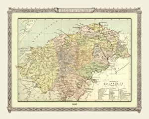 Images Dated 16th April 2010: Old Map of the Counties of Elgin and Nairn from the Philips Handy Atlas of 1882