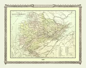 Scotland and Counties PORTFOLIO Collection: Old Map of the Counties of Ross and Cromarty from the Philips Handy Atlas of 1882
