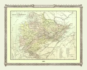 Scottish County Map Gallery: Old Map of the Counties of Ross and Cromarty from the Philips Handy Atlas of 1882