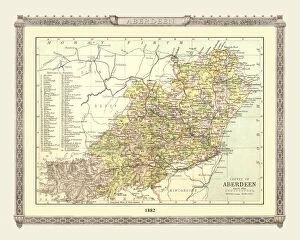Images Dated 2nd November 2020: Old Map of the County of Aberdeen from the Philips Handy Atlas of 1882