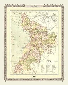 Old Map of the County of Ayr from the Philips Handy Atlas of 1882 Old Map of the County of Ayr from the Philips Handy Atlas of 1882
