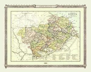 Old Map of the County of Berwick from the Philips Handy Atlas of 1882