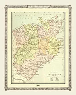 Scottish County Map Gallery: Old Map of the County of Caithness from the Philips Handy Atlas of 1882