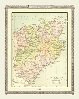 Scottish County Map Gallery: Old Map of the County of Caithness from the Philips Handy Atlas of 1882