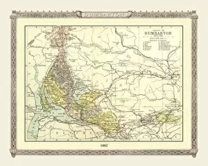 County Map Of Scotland Collection: Old Map of the County of Dumbarton from the Philips Handy Atlas of 1882