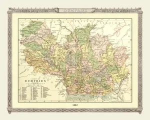 Scottish County Map Gallery: Old Map of the County of Dumfries from the Philips Handy Atlas of 1882