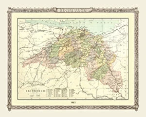 Images Dated 16th April 2010: Old Map of the County of Edinburgh from the Philips Handy Atlas of 1882