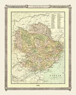 County Map Of Scotland Collection: Old Map of the County of Forfar from the Philips Handy Atlas of 1882