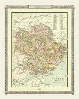 Scottish County Map Gallery: Old Map of the County of Forfar from the Philips Handy Atlas of 1882