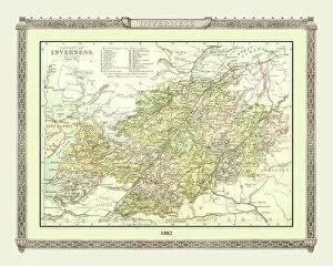 Scottish County Map Gallery: Old Map of the County of Inverness from the Philips Handy Atlas of 1882