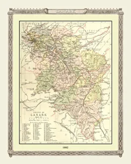 Scottish County Map Gallery: Old Map of the County of Lanark from the Philips Handy Atlas of 1882