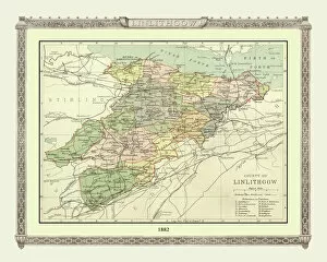 Images Dated 16th April 2010: Old Map of the County of Linlithgow from the Philips Handy Atlas of 1882