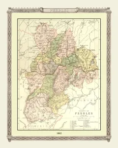 Scottish County Map Gallery: Old Map of the County of Peebles from the Philips Handy Atlas of 1882