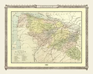 Scotland and Counties PORTFOLIO Collection: Old Map of the County of Renfrew from the Philips Handy Atlas of 1882