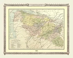 Scottish County Map Gallery: Old Map of the County of Renfrew from the Philips Handy Atlas of 1882
