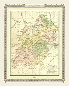 Images Dated 16th April 2010: Old Map of the County of Selkirk from the Philips Handy Atlas of 1882
