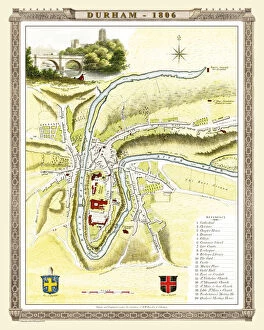 English & Welsh PORTFOLIO Collection: Old Map of Durham 1806 by Cole and Roper