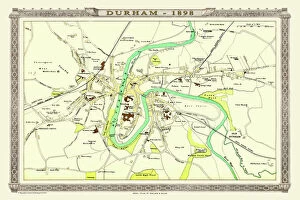 English & Welsh PORTFOLIO Collection: Old Map of Durham 1898 from the Royal Atlas by Bartholomew
