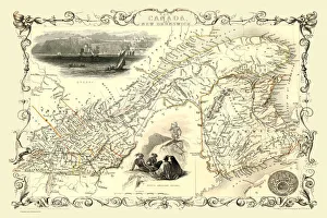 John Tallis Prints: Old Map of East Canada and New Brunswick 1851 by John Tallis
