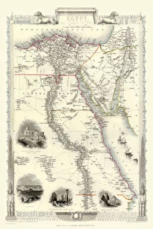 Maps of the Middle East and East Indies PORTFOLIO Collection: Old Map of Egypt and Arabia Petraea 1851 by John Tallis