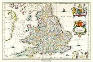 Old Blaue Map Gallery: Old Map of England 1635 by Willem & Johan Blaeu from the Theatrum Orbis Terrarum