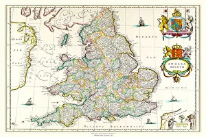 Old Map of England 1635 by Willem & Johan Blaeu from the Theatrum Orbis Terrarum