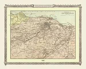 Images Dated 16th April 2010: Old Map of the Environs of Edinburgh from the Philips Handy Atlas of 1882
