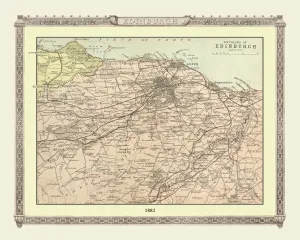 Images Dated 16th April 2010: Old Map of the Environs of Edinburgh from the Philips Handy Atlas of 1882