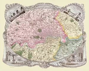 Old Map of the Environs of London 1836 by Thomas Moule