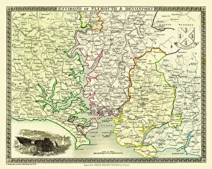 Old Moule Map Gallery: Old Map of the Environs of Plymouth and Devonport 1836 by Thomas Moule