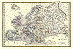 Old Maps of Europe and Small Islands of Europe PORTFOLIO Collection: Old Map of Europe 1852 by Henry George Collins