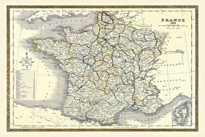 Collins Gallery: Old Map of France 1852 by Henry George Collins