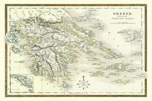 Collins Map Collection: Old Map of Greece with the Ionian Isles 1852 by Henry George Collins