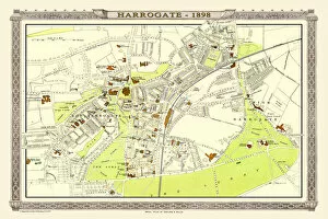 English & Welsh PORTFOLIO Collection: Old Map of Harrogate 1898 from the Royal Atlas by Bartholomew