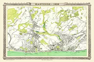 Images Dated 5th November 1898: Old Map of Hastings 1898 from the Royal Atlas by Bartholomew