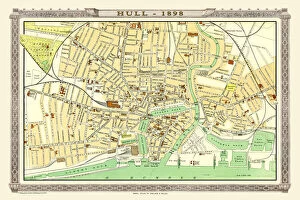 Images Dated 5th November 1898: Old Map of Hull 1898 from the Royal Atlas by Bartholomew