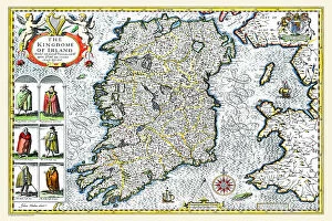 Ireland and Provinces PORTFOLIO Gallery: Old Map of Ireland 1611 by John Speed