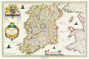 Ireland and Provinces PORTFOLIO Collection: Old Map of Ireland 1635 by Willem & Johan Blaeu from the Theatrum Orbis Terrarum