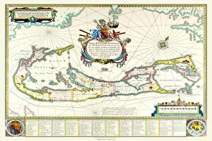 Maps of Central and South America PORTFOLIO Gallery: Old Map of The Island of Bermuda 1635 by Willem & Johan Blaue from the Theatrum Orbis Terrarum