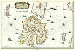 Images Dated 5th November 2020: Old Map of the Isle of Islay Scotland 1654 by Johan Blaeu from the Atlas Novus