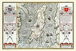 Islands around Britain PORTFOLIO Gallery: Old Map of The Isle of Man 1611 by John Speed