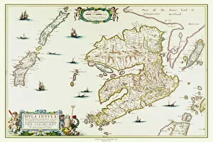 Images Dated 5th November 2020: Old Map of the Isle of Mull Scotland 1654 by Johan Blaue from the Atlas Novus